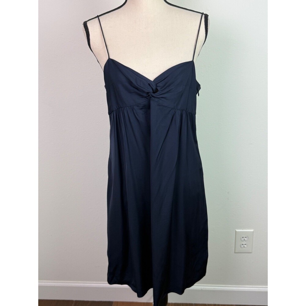 Theory Women's Navy Selby Slip Dress Empire Waist Twist Front 90's Y2K Size 8